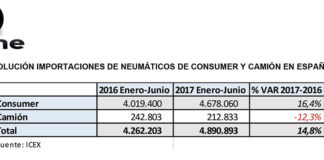 IMPORTACIÓN DE NEUMÁTICOS EN ESPAÑA SEGÚN ADINE.