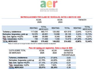 matriculaciones renting mayo