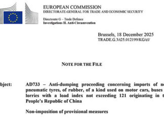 ¡La Comisión Europea decide no imponer medidas provisionales en el procedimiento antidumping contra las importaciones de neumáticos ‘made in China’ de turismo y camión ligero! Comisión Europea
