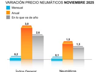 El precio de los neumáticos en España acumula una subida del 1,3% entre enero y noviembre, la mitad del 2,6% del IPC general, según ADINE Precio neumáticos ADINE