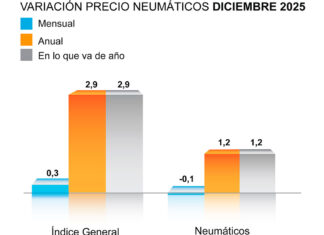ADINE: “El precio de los neumáticos se encareció un 1,2% durante 2025 en España, según el INE” ADINE precio neumáticos 2025