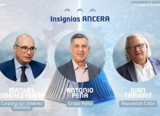 Manuel Jiménez-Maña, Antonio Peña y Juan Tamarit, insignias ANCERA 2026 insignias ancera 2026