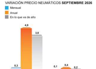 El precio de los neumáticos acumula una subida del 0,2% hasta septiembre, frente al 3,6% del IPC general, según ADINE ADINE precio neumáticos septiembre 2026